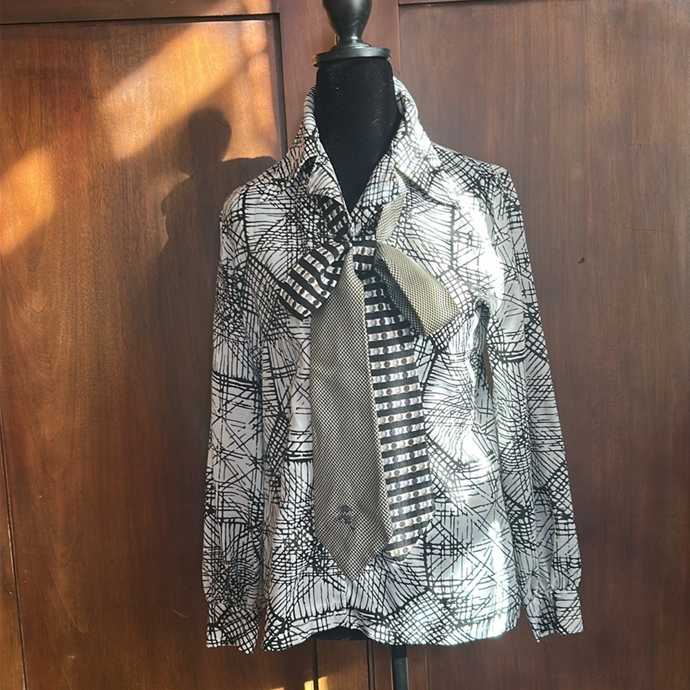 Upcycled Silk Ties Scarf - Annie Hall Vibes - Picture 3 of 8